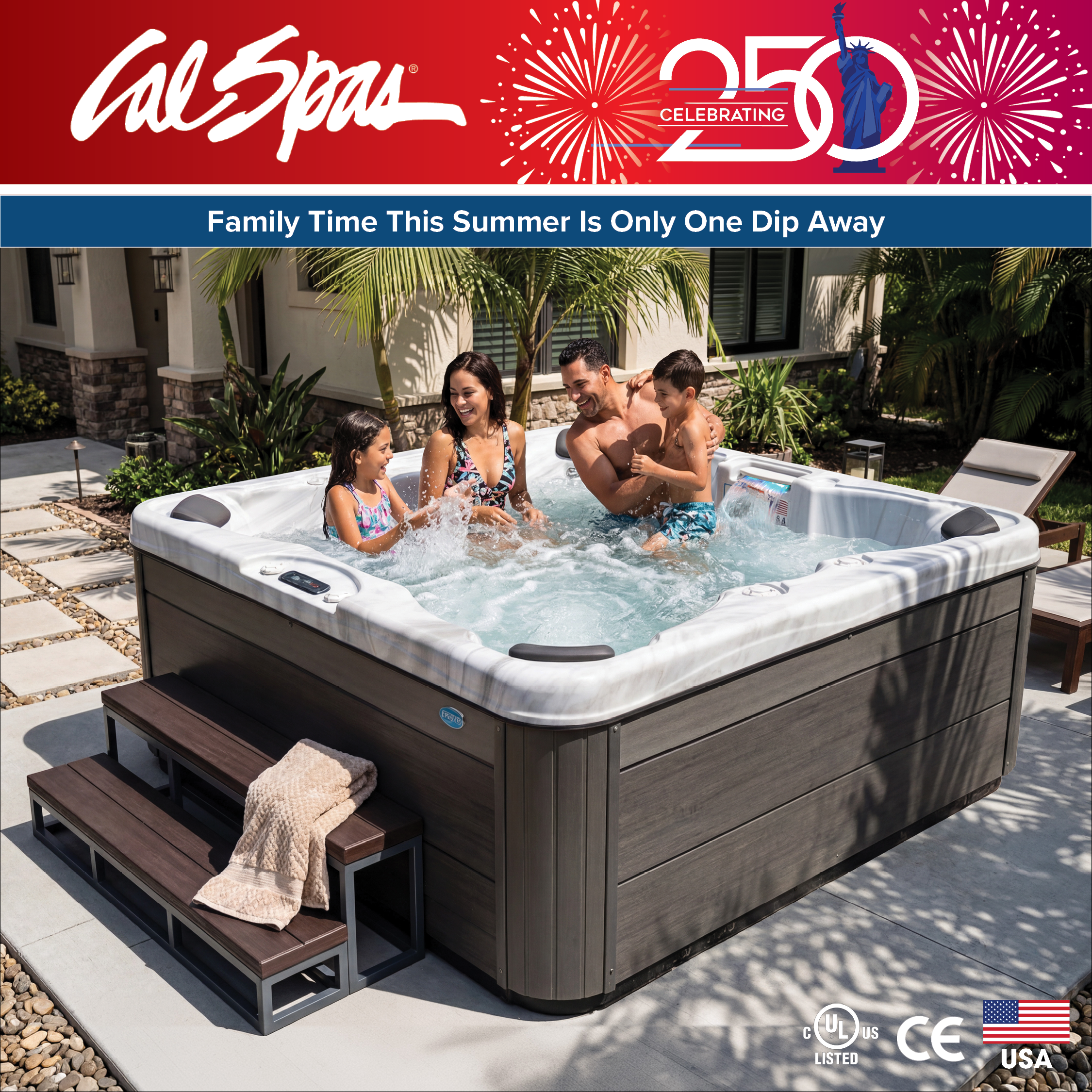 Calspas hot tub being used in a family setting - Youngstown